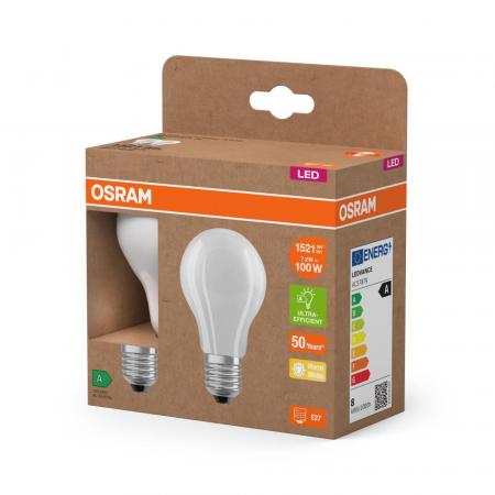 6er Set OSRAM E27 LED Lampe Classic matt 7,2W wie 100W warmweißes Licht 2700K - Energy efficiency class A